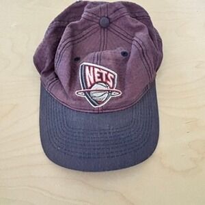 Logo Athletic New Jersey Nets Hat Mens Sz‎ OS Maroon Snapback Vintage NBA Cap
